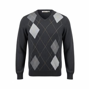 Old Navy Argyle V-Neck Sweater Gray XL